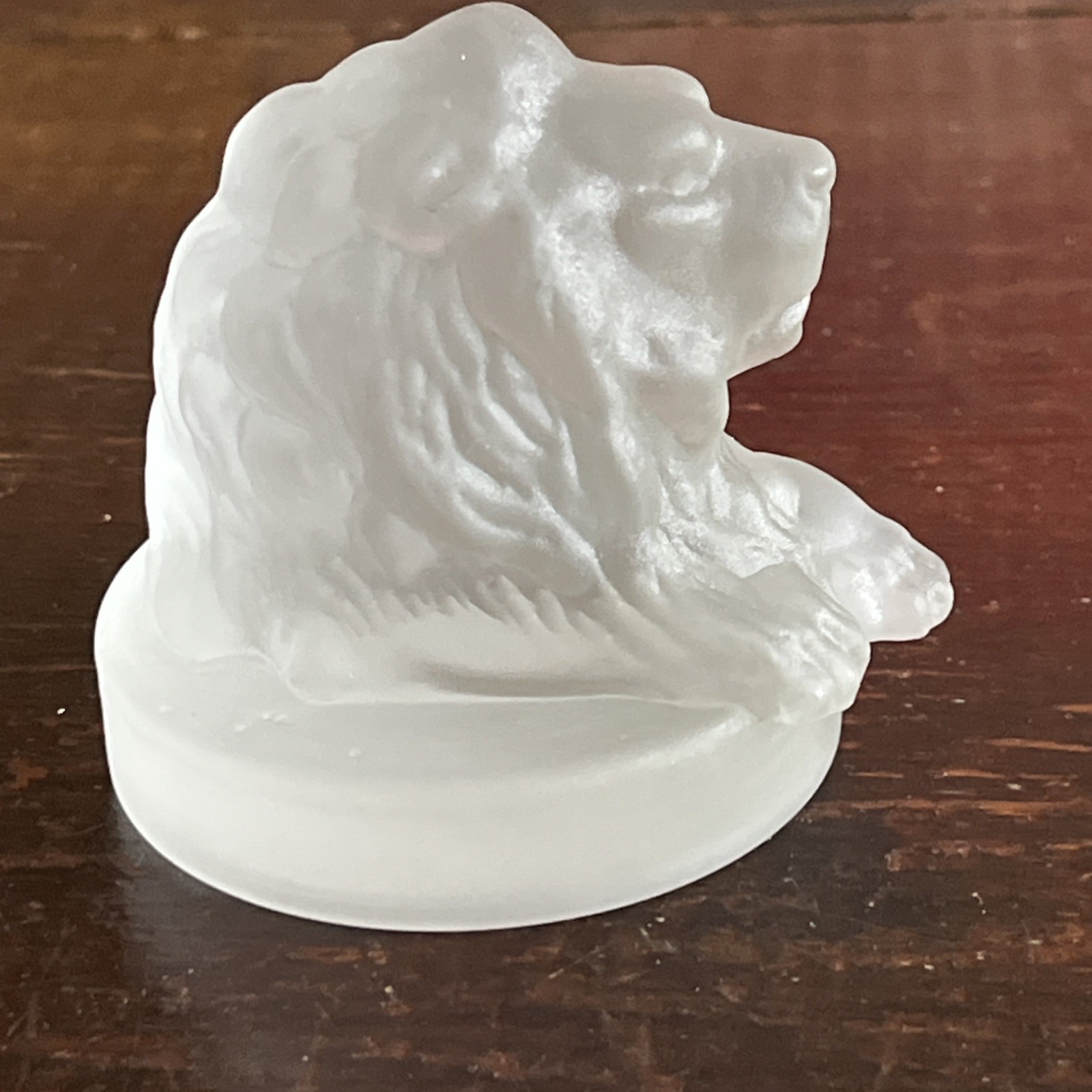 Antique Gillinder Frosted Glass Lion Inkwell Cover/Paperweight 1870’s