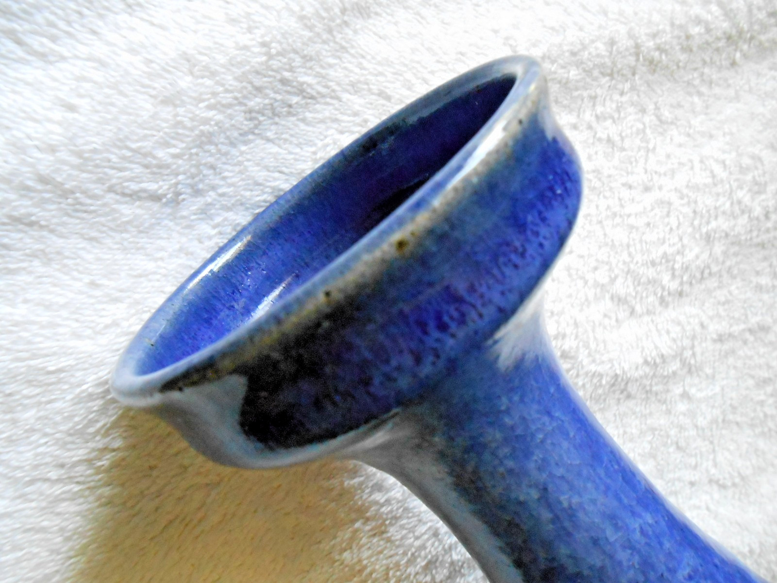 Studio Art Pottery Vase Lapis Blue Drip Glaze Signed KS MMV