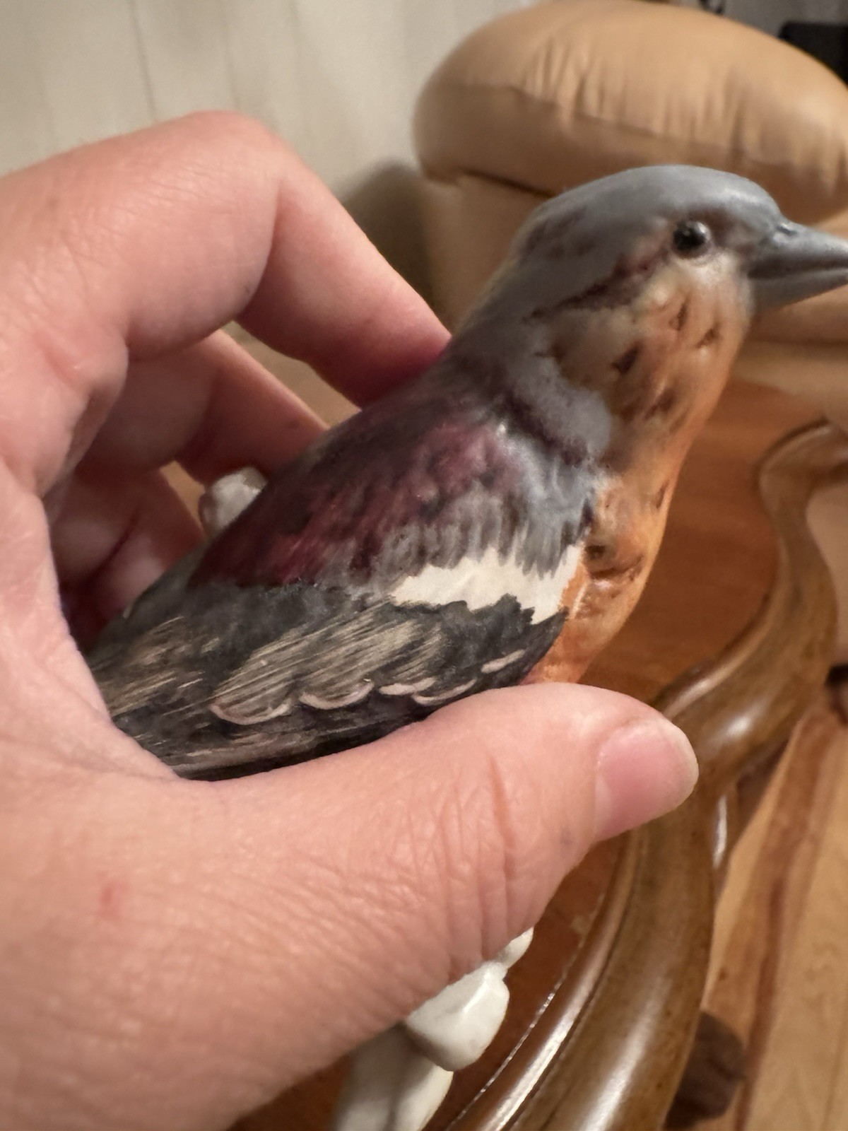 Goebel Hand Painted Porcelain Bird Figurine Germany Branch White Flowers Decor