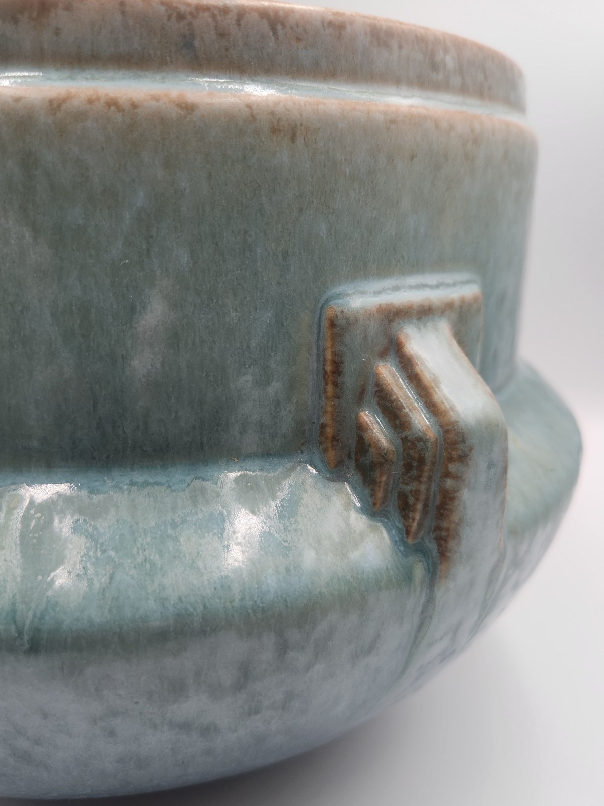 Roseville Artcraft Pottery Green Blue Art Deco Jardiniere