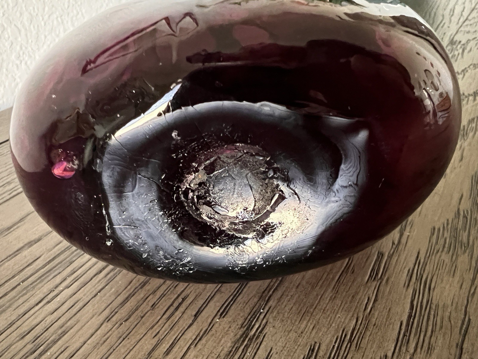 Amethyst Hand Blown Optic Art Glass 5.5″ Tall Flask Vessel Vase Ripple Crude MCM