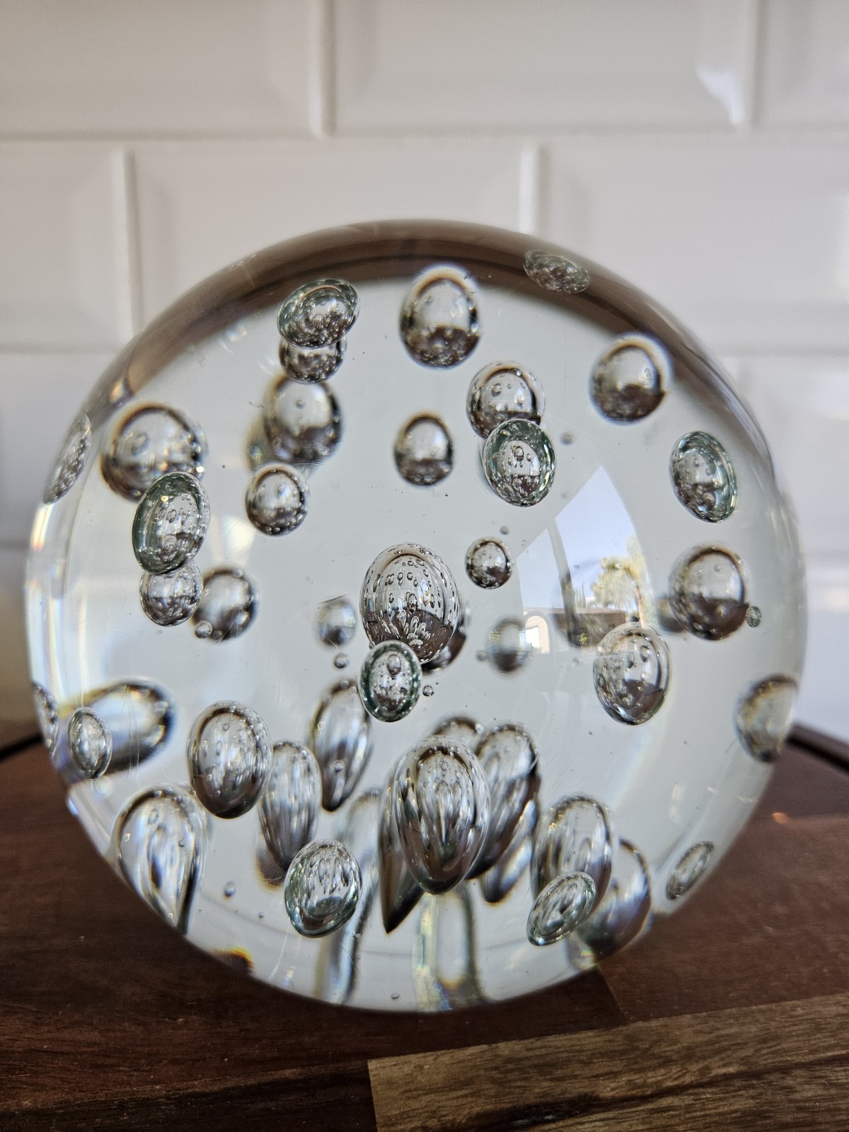 Glass Globe Paperweight Bubble Marble Murano Style 5.5″