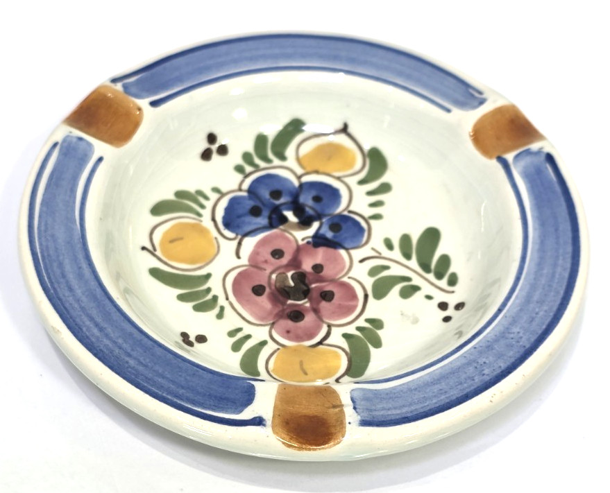 Delftse Pauw Delft Pottery Floral Ashtray Trinket Dish DP Delft 4″ NETHERLANDS
