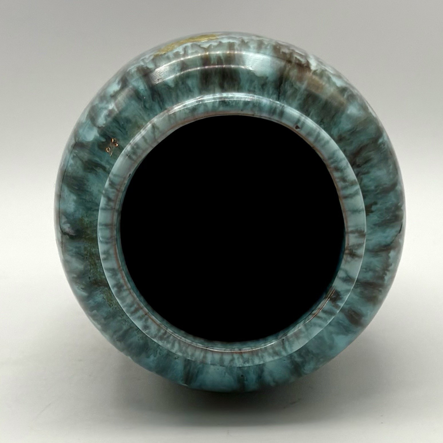 Vintage Drip Glaze Pottery Vase Brown Green Teal Blue High Gloss