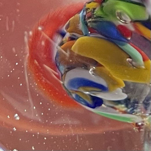 Gentile Glass Paperweight 3.25″ Millefiori Trumpet Flowers Multicolor – READ