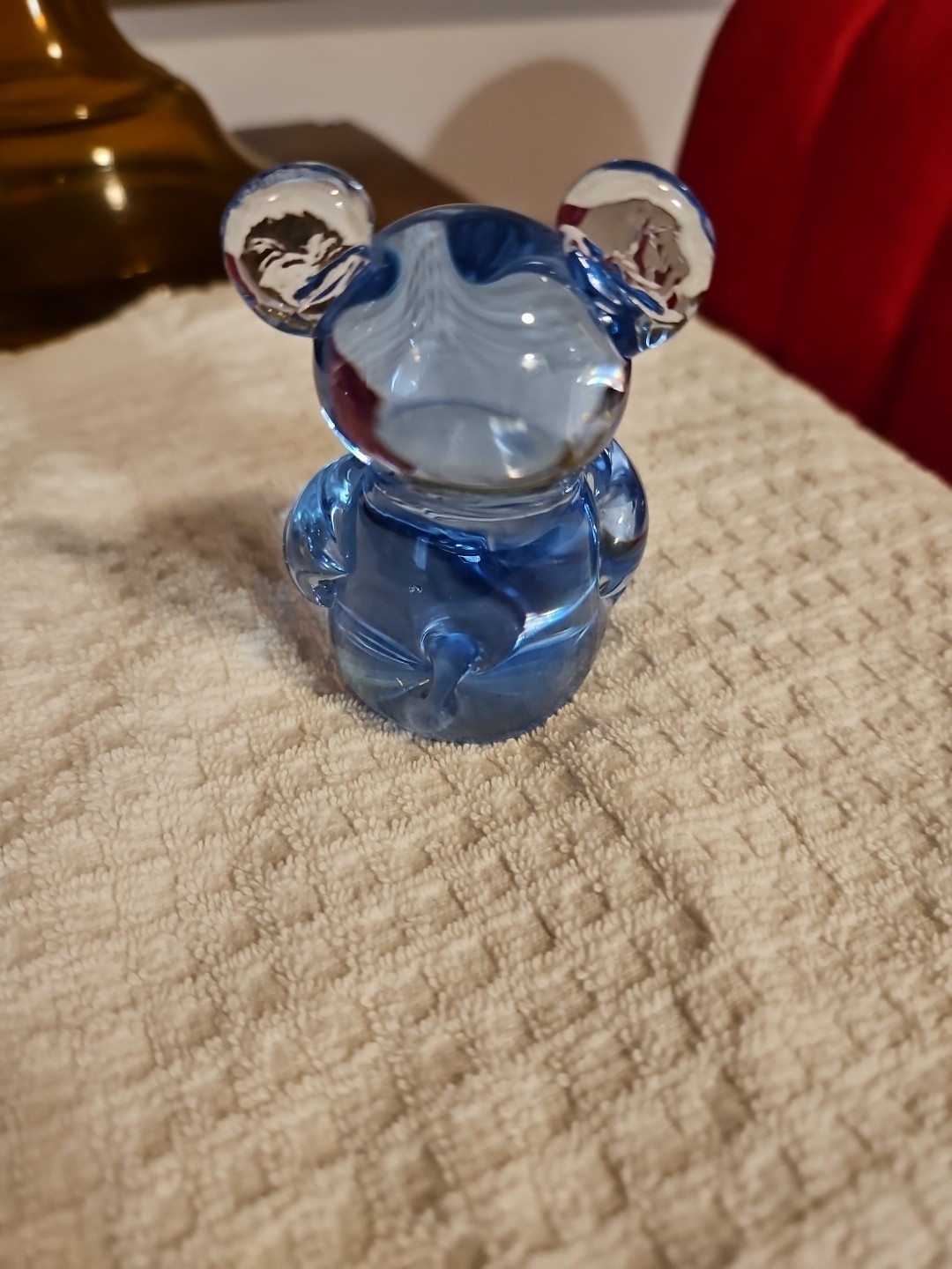 Blue Art Glass Bear Figurine 3″ tall US Commemorative Fine Art Gallery