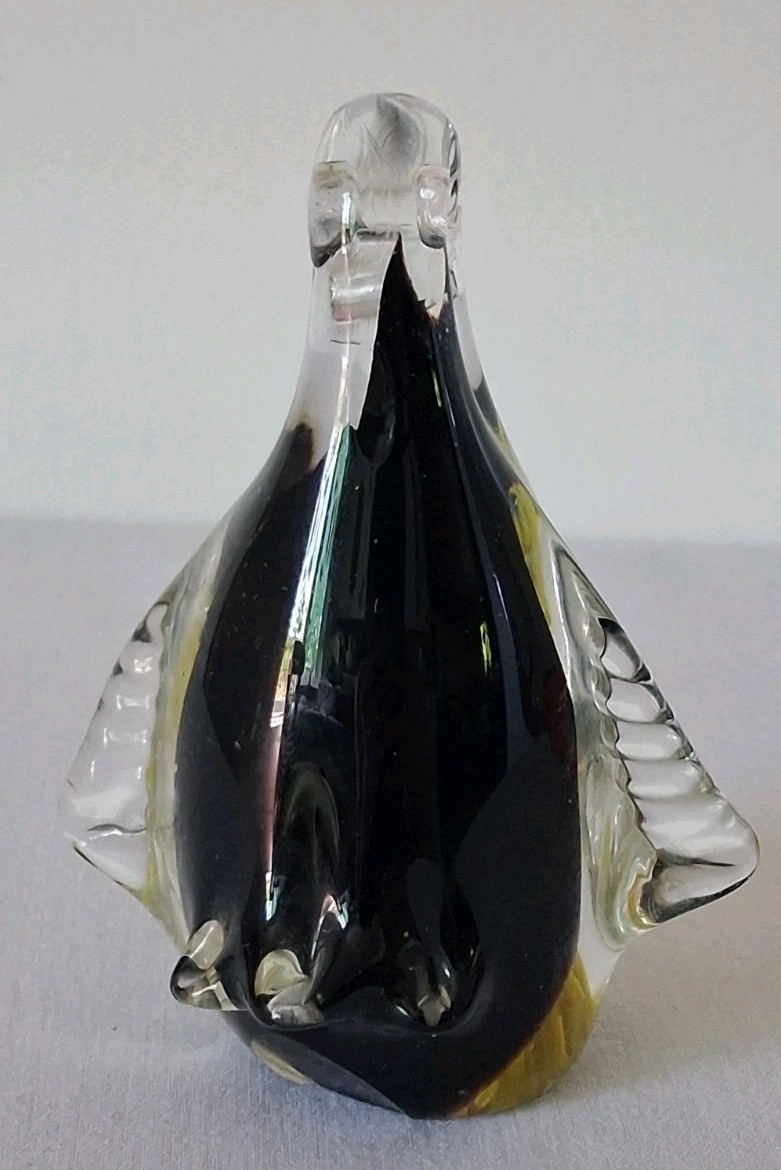 Vintage Murano Style Art Glass Penguin Figure Heavy Hand Blown Sculpture