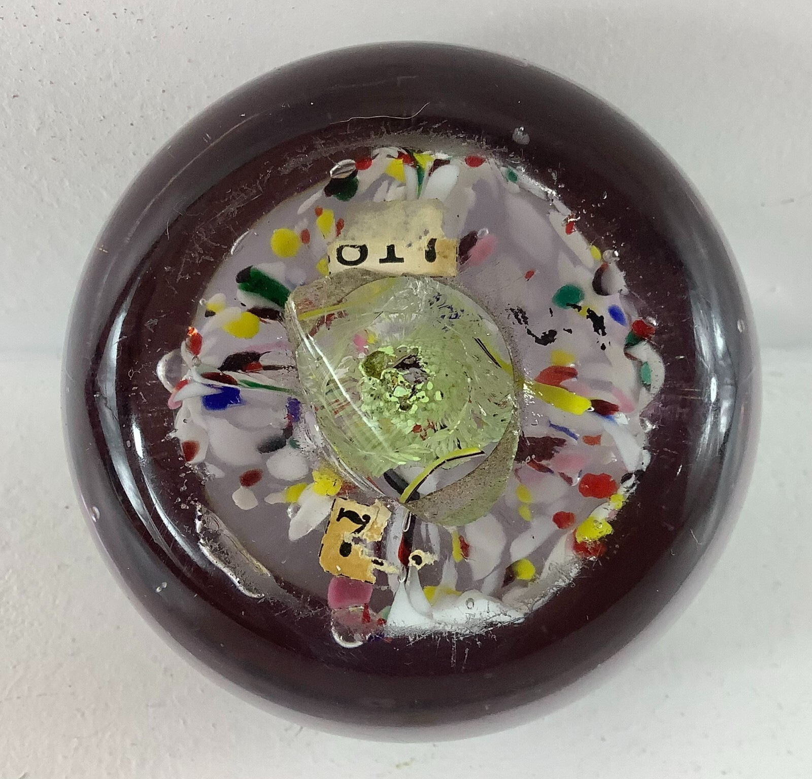 Unique Vintage Nautical Boat Anchor Glass Paperweight Confetti Glass Handblown