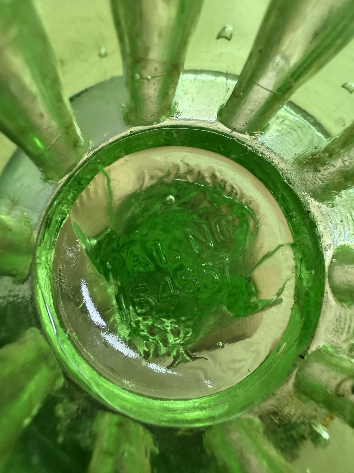 Cambridge Green Uranium Glass – Two Kid Flower Frog Boy & Goat – See Photos/read