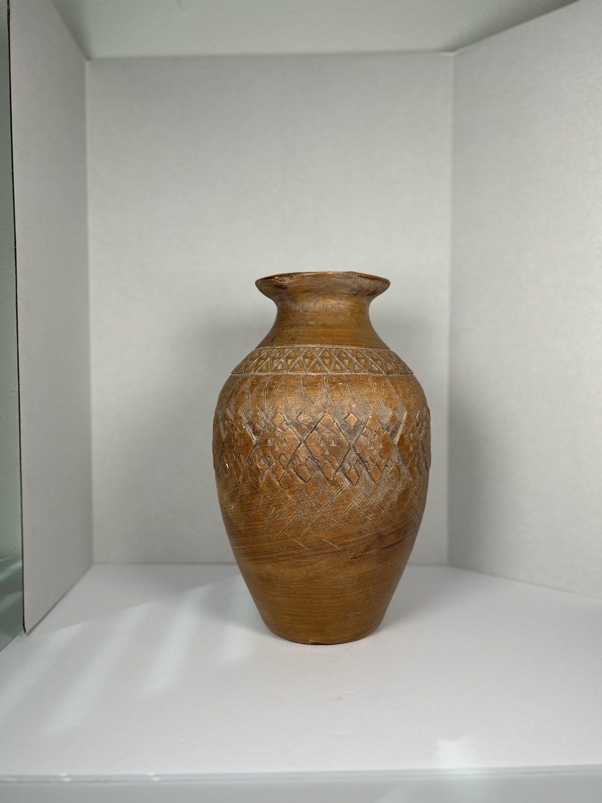 C Sig. Terracotta Pottery 15″ Floor Vase