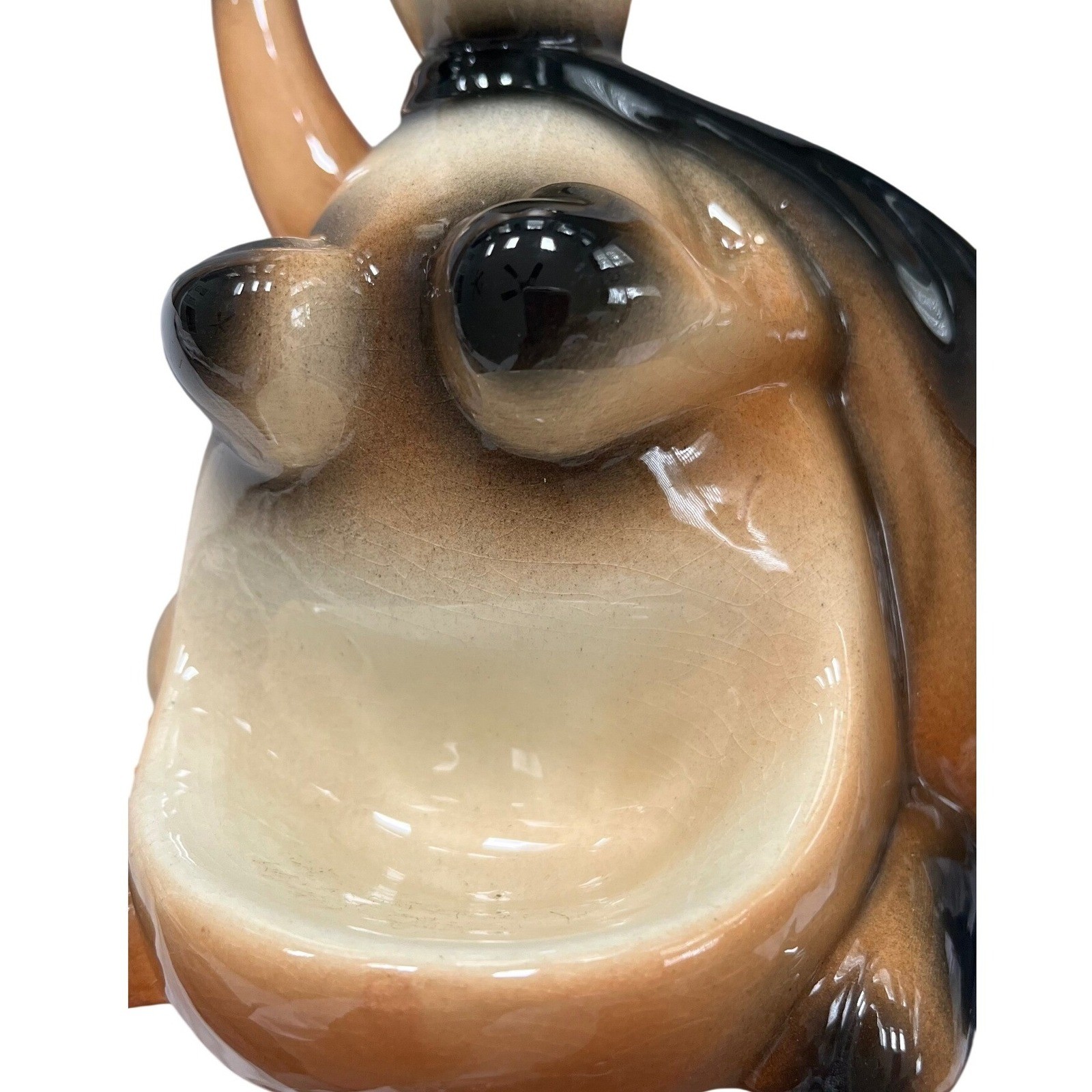 Vintage Ceramic Kangaroo Dresser Valet Trinket Dish Planter Made in USA Brown