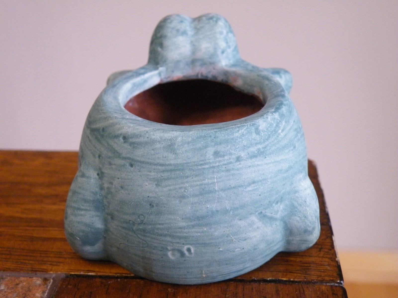 VINTAGE Ceramic Pottery FROG TOAD 2-1/2″ small PLANTER Succulent SIZE Free Ship
