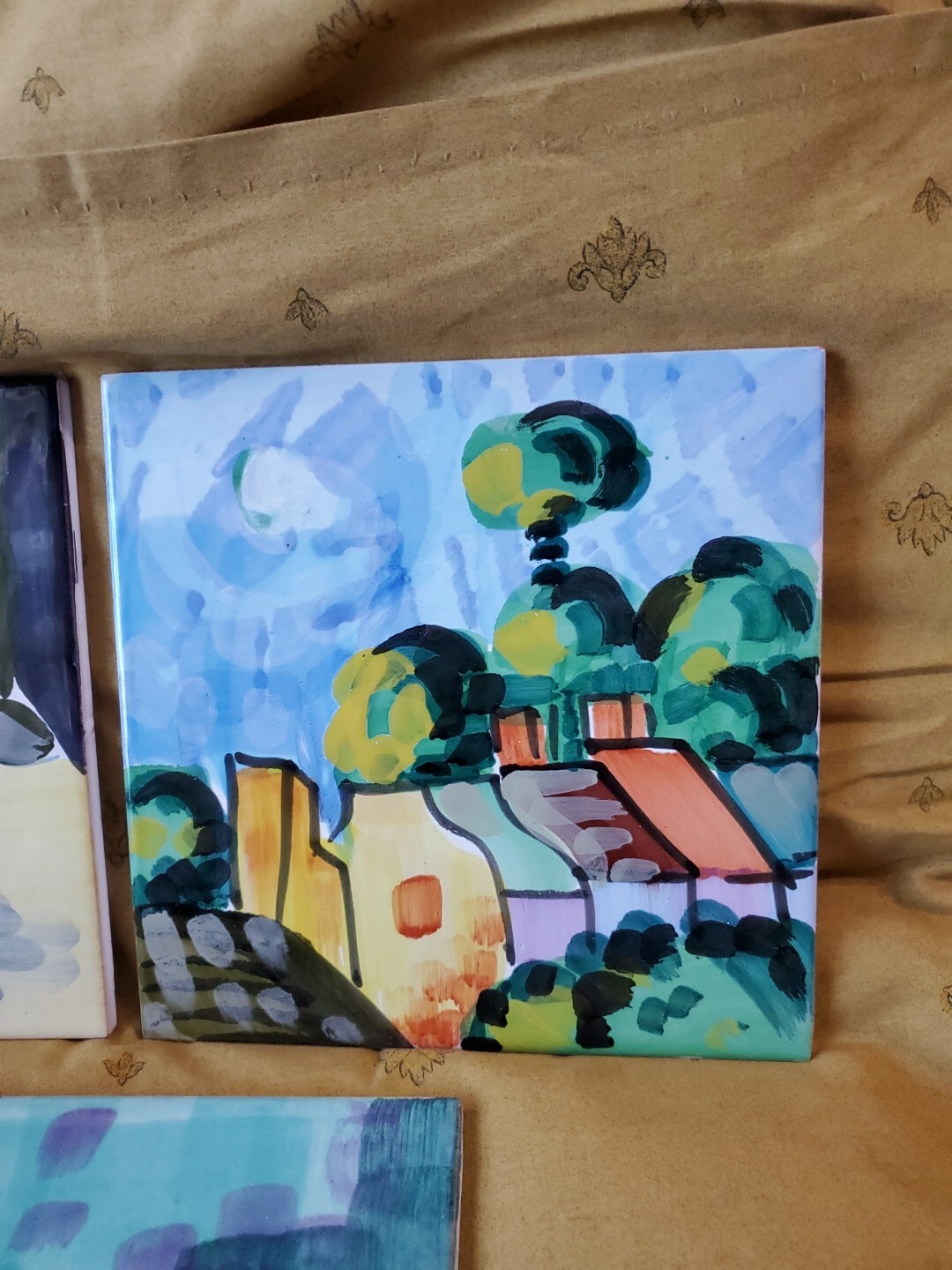 Museum of Fine Art Boston Impressionistic 8″ Art Trivet 3 Tiles Made in Italy