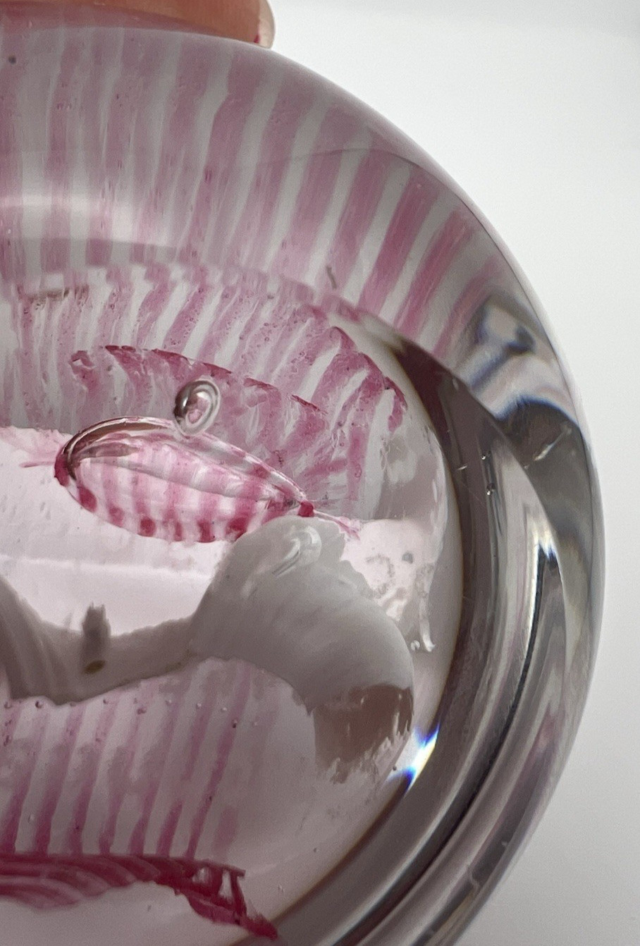 Caithness Glass Paperweight, Trapeze, Scotland, Pink and White Swirl, Valentine