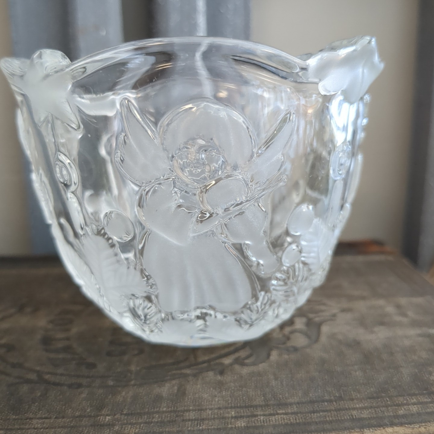 Vintage MIKASA Crystal Holiday Lights 3-1/4″ Frosted Angel Votive Candle Holder