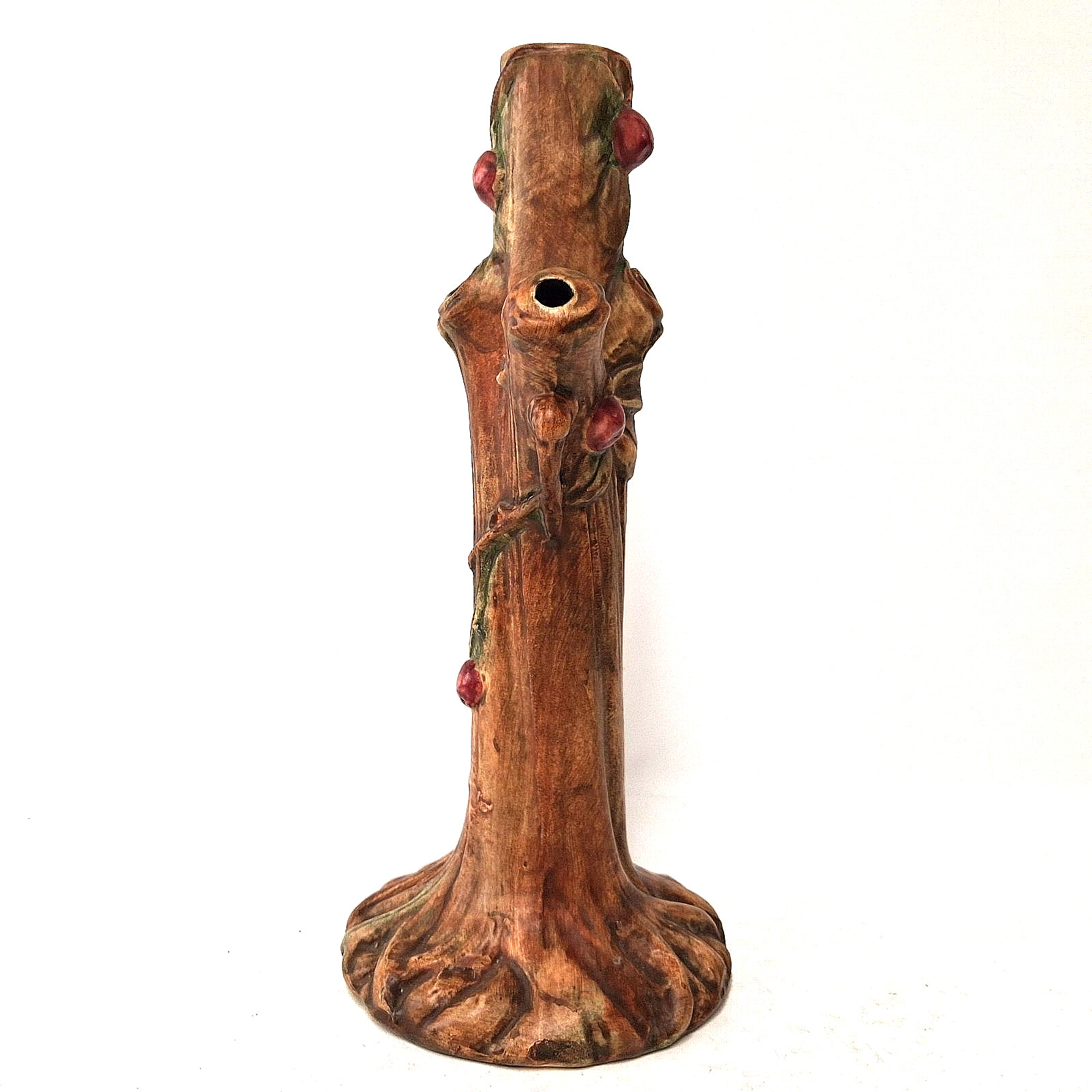 Weller Woodcraft Tree Trunk Vase Cherry Branch Art Pottery Arts Crafts USA