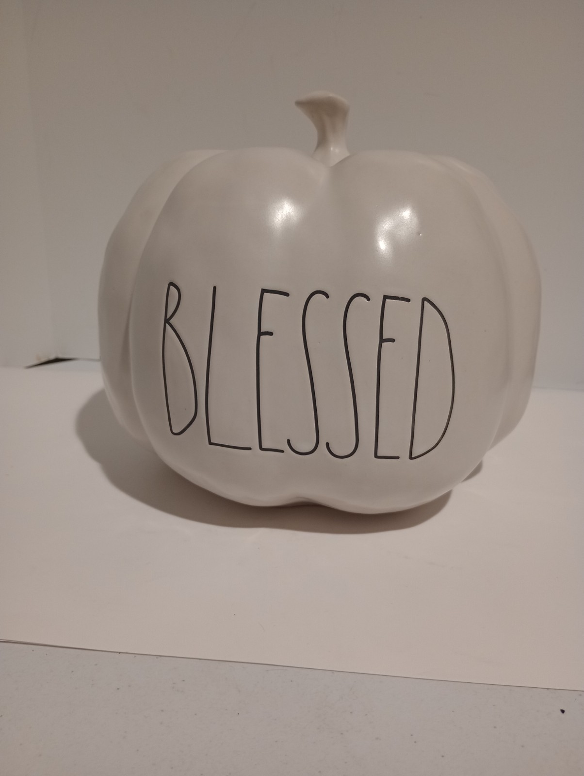 Rae Dunn Pumpkin BLESSED 9×10 Ceramic White Fall Holiday Decor Magenta Autumn