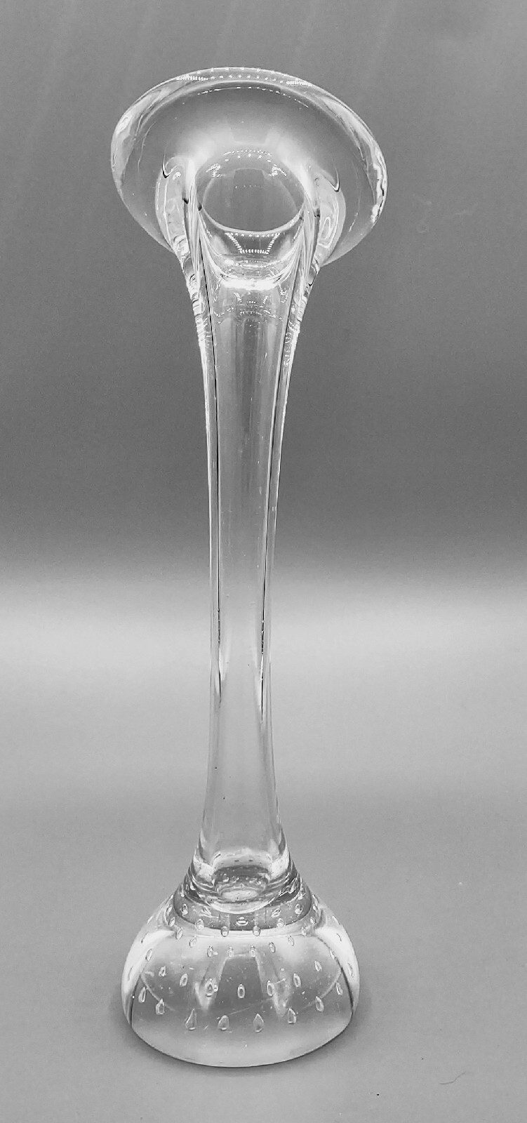 VTG Aseda Glasbruk Clear Glass Jack in Pulpit 9.25” Bud Vase Bullicante Swedish