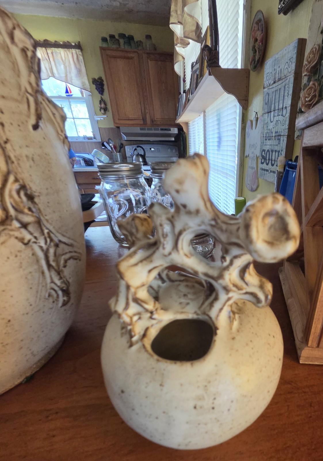 Rare Gawaine Dart Three Piece Brutilist Organic Pottery Set (1928-2014) Michigan
