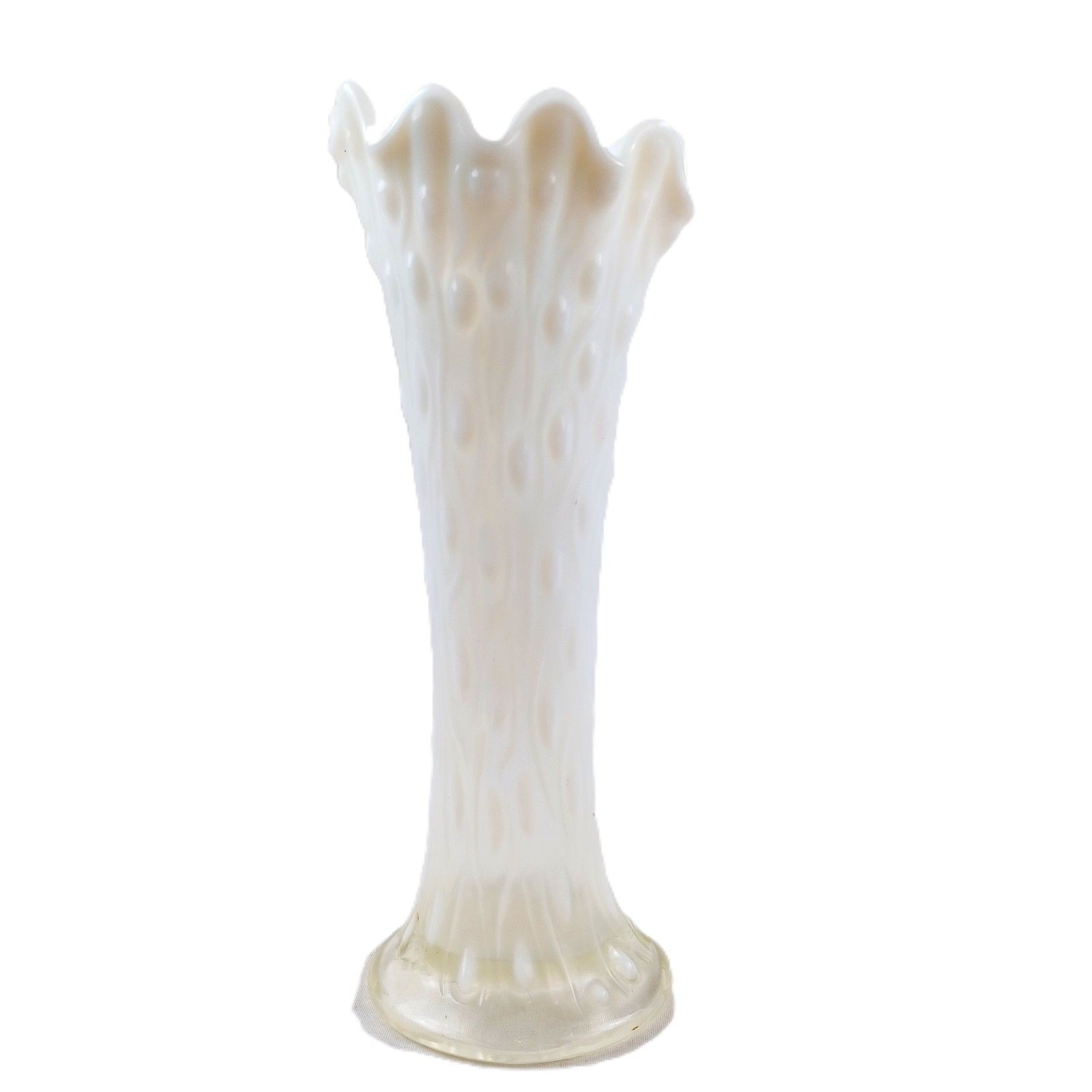 Northwood White Opalescent Tree Trunk Swung Vase Curvy Lines Tadpoles 1909-1916