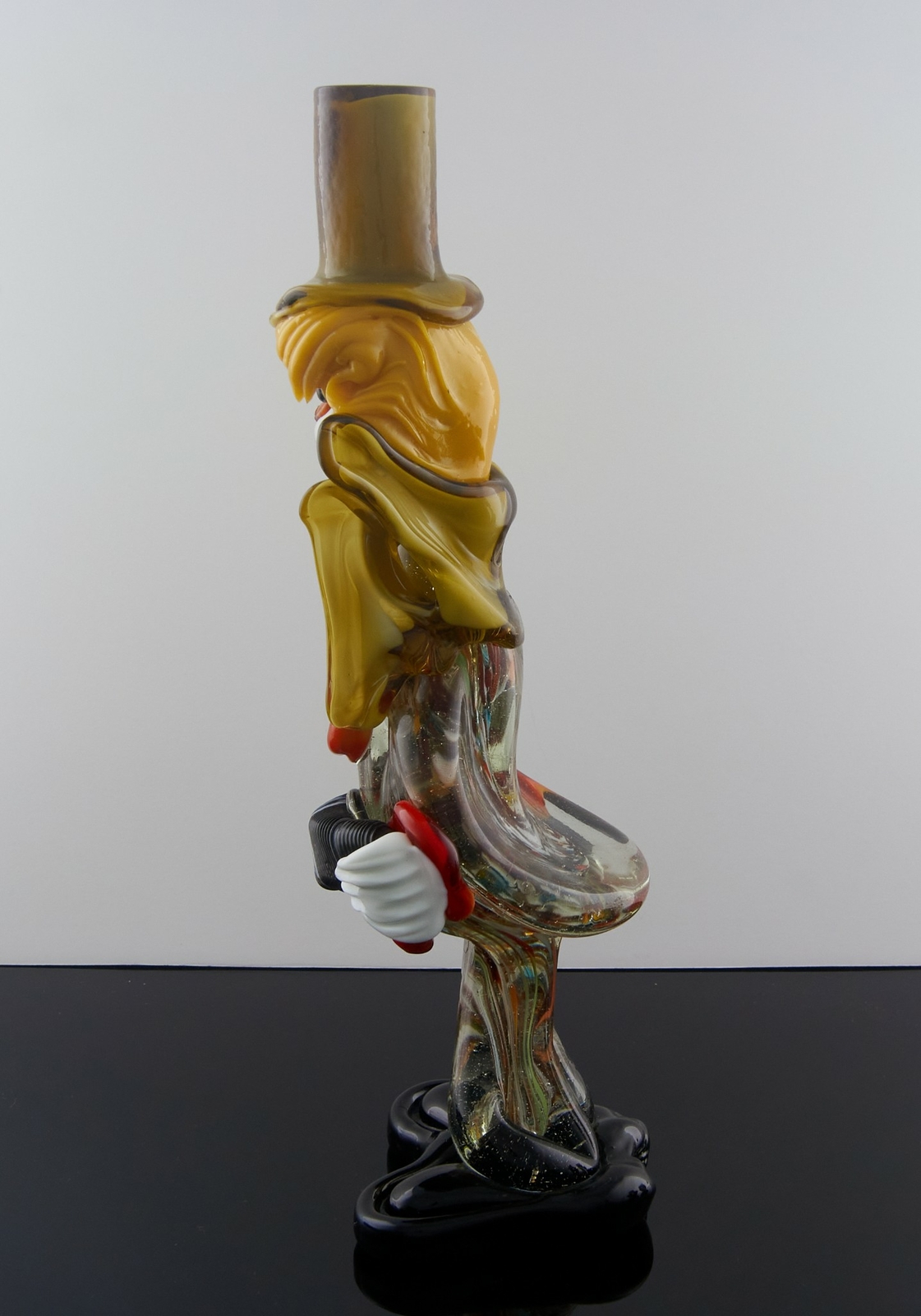 Murano Art Glass Clown Playing An Accordian 11.5 Inches