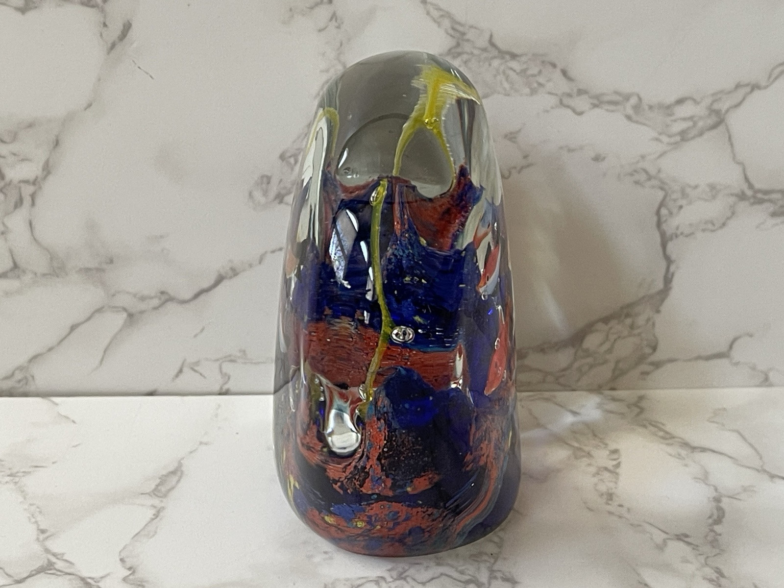 Large Art Glass Aquarium Paperweight Fish Coral Underwater Sea Life Multicolor