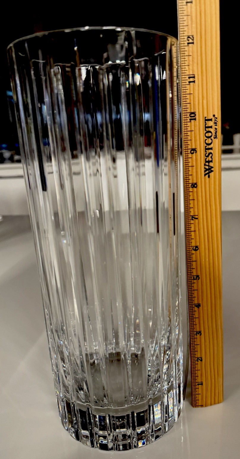 Baccarat Harmonie Vertical Cut Crystal Flower Vase 1990s to 2000s 11.75″