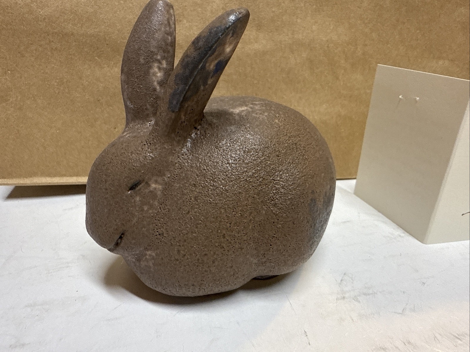 McCarty’s Pottery Nutmeg Cobalt Rabbit / Bunny / Ears Up Signed Merigold Ms.