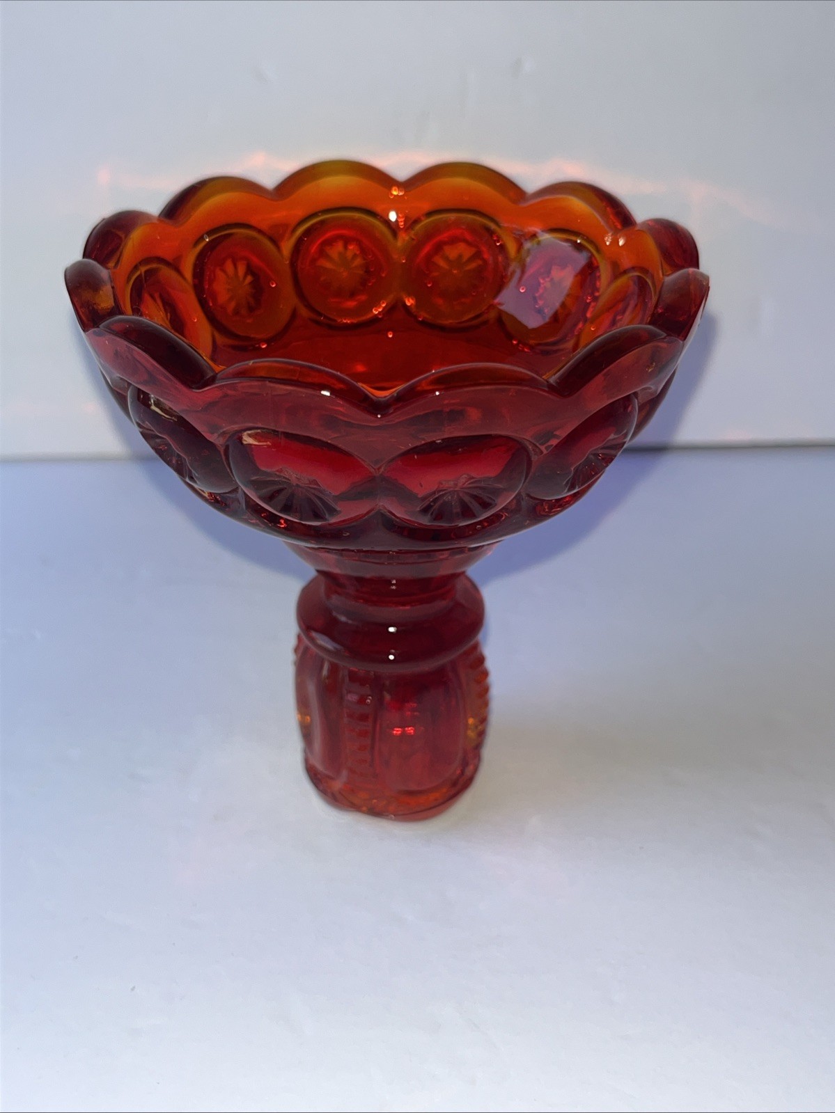 LE Smith Glass Moon and Stars RED Candle Holder