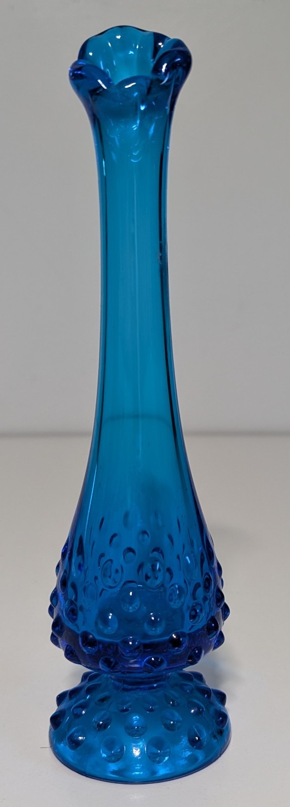Vintage Fenton Glass Cobalt Blue Hobnail Swung Bud Vase