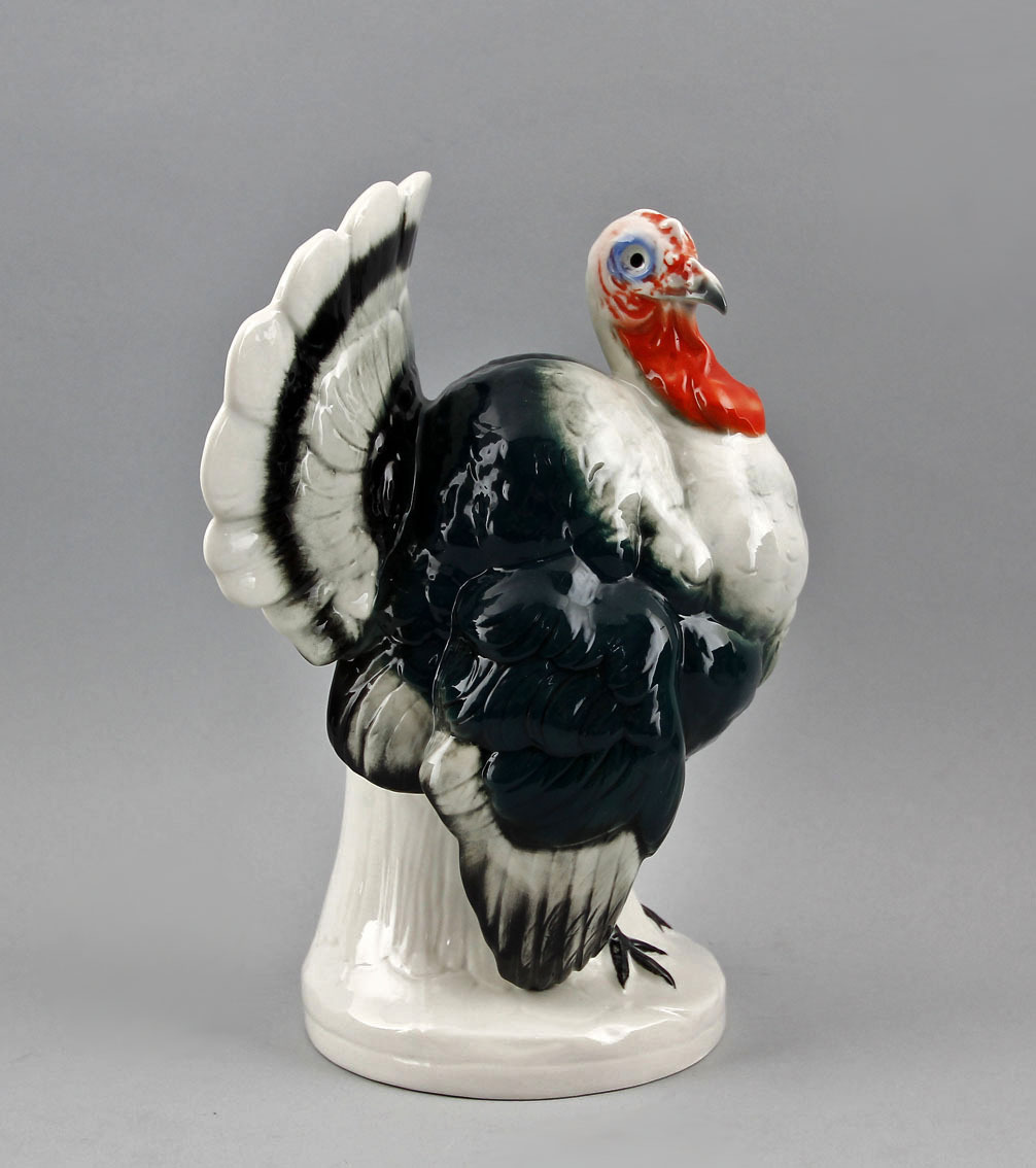 9941207-d Ens Porcelain Figurine Turkey Bird 9 3/8×5 7/8in