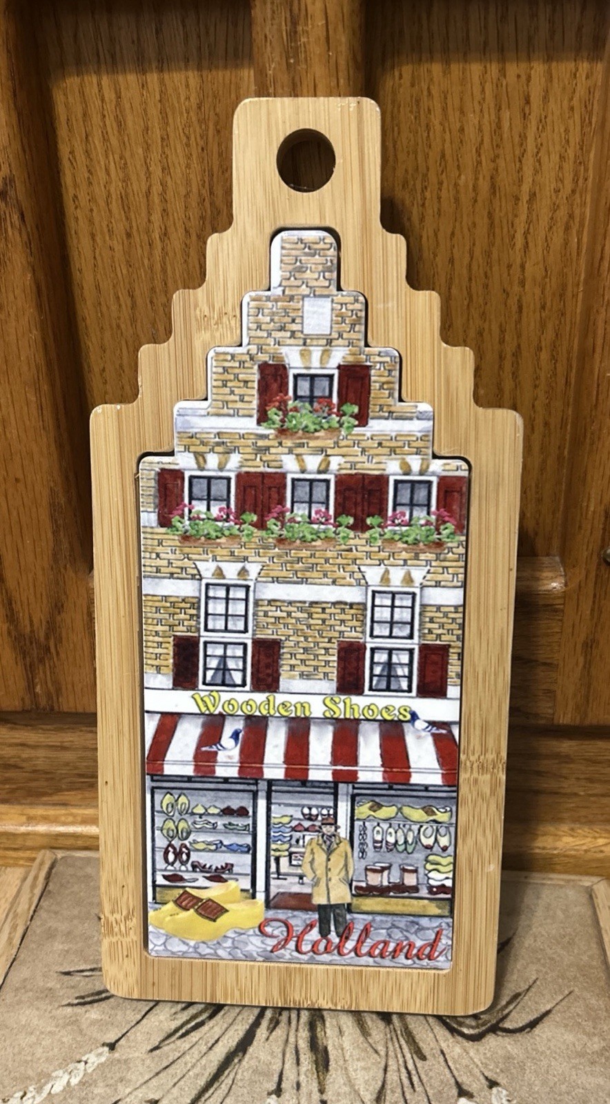 Vintage Holland Folk Art Building Shape Tile Hanging Or Sitting Authentic Dutch