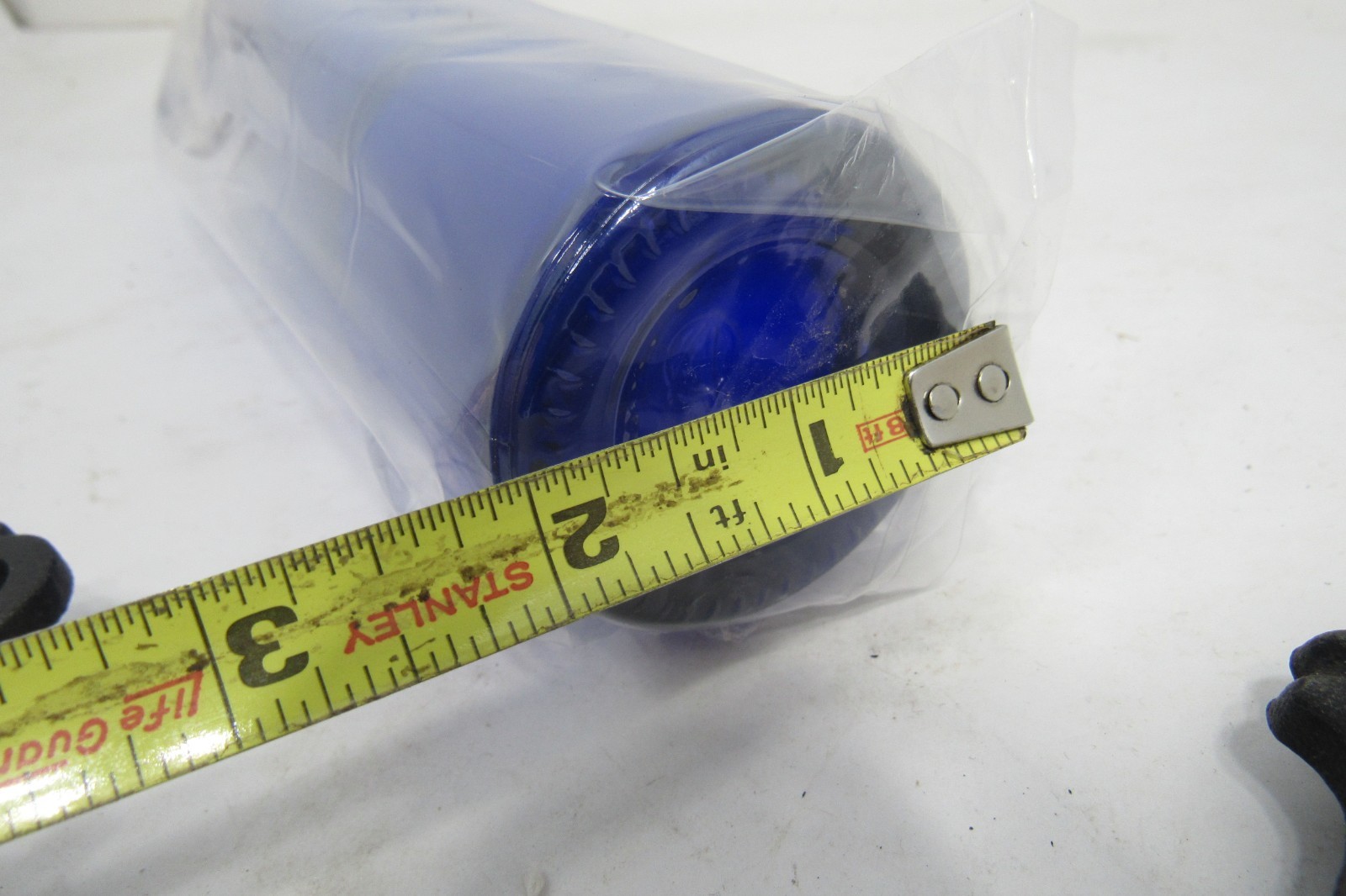 Cobalt Blue Glass Bottle Rare Narrow Thick Round 13 7/8 In Tall X 2 1/8 In Wide