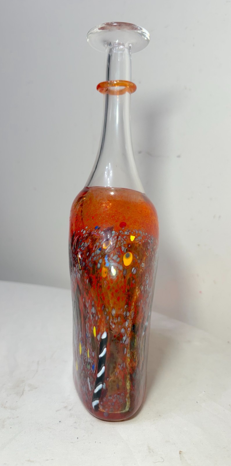Vintage Kosta Boda Satellite Signed Bertil Vallien Red Bottle Vase Sculpture