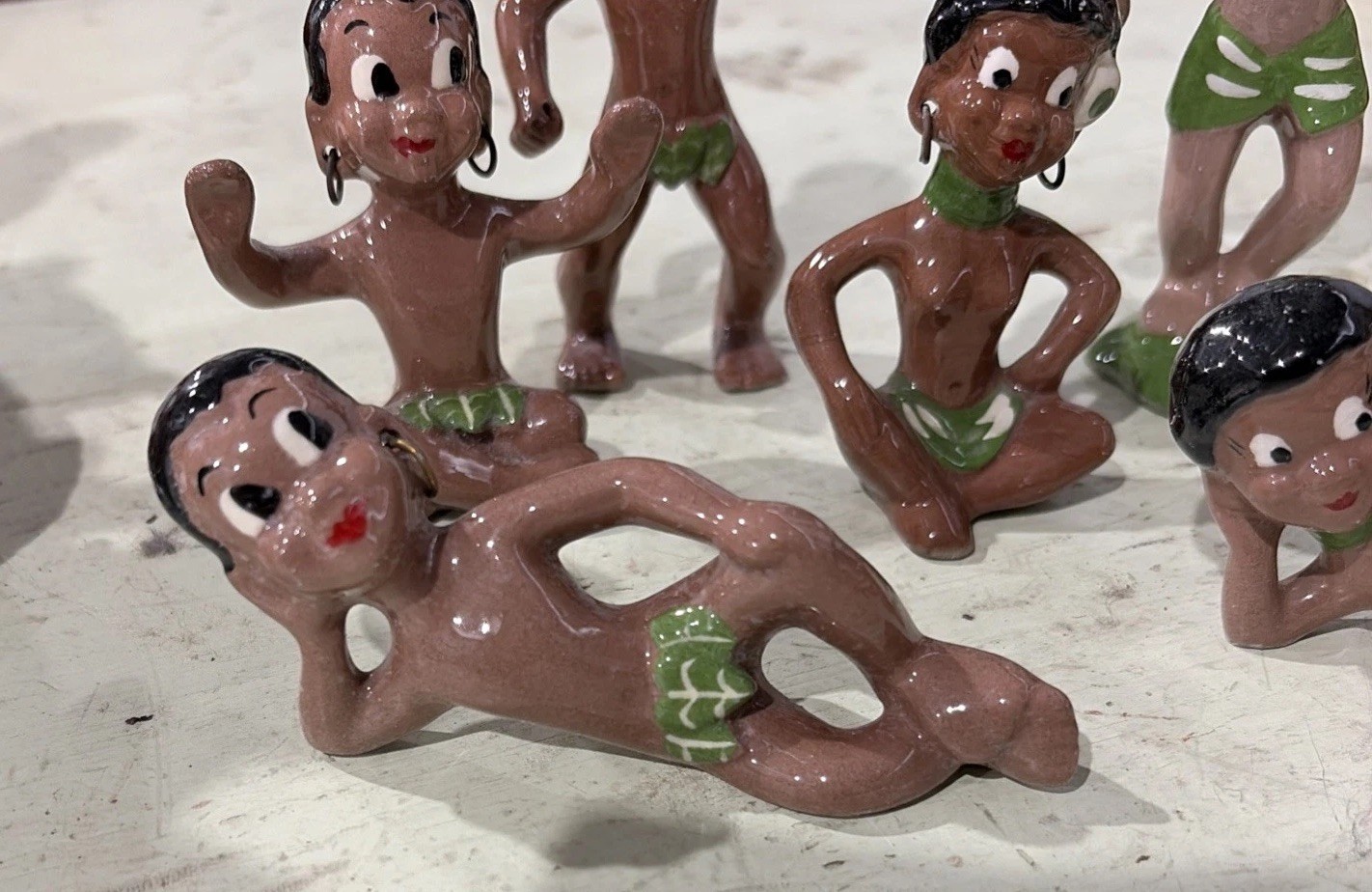 California Gilner Pottery Pixie Happy Cannibal 1950’s (6 ) Hawaiian Polynesian