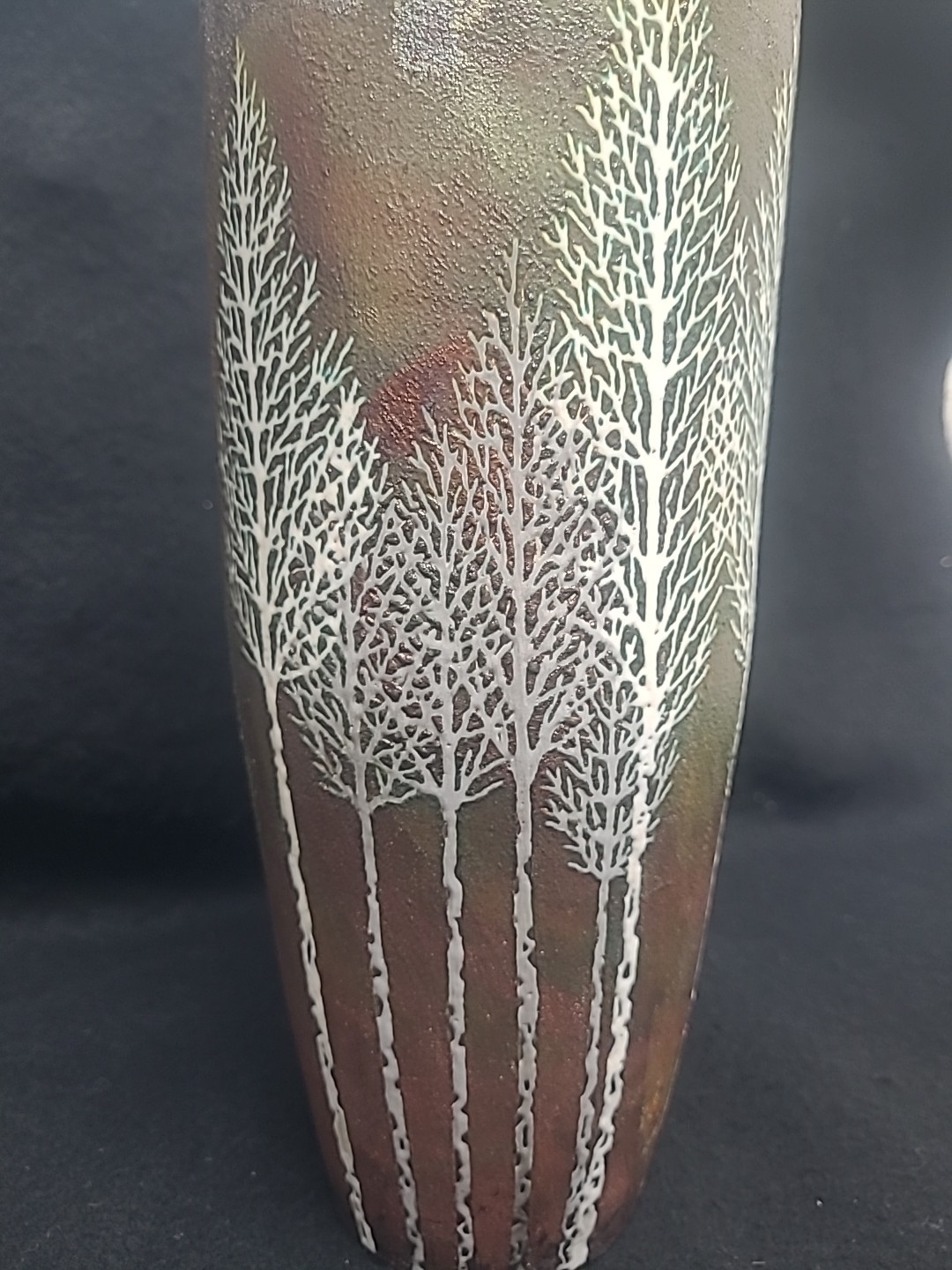 Studio Art Pottery Vase Tall Landscape Aspen Trees Tim Axtman 12 3/4″ #371