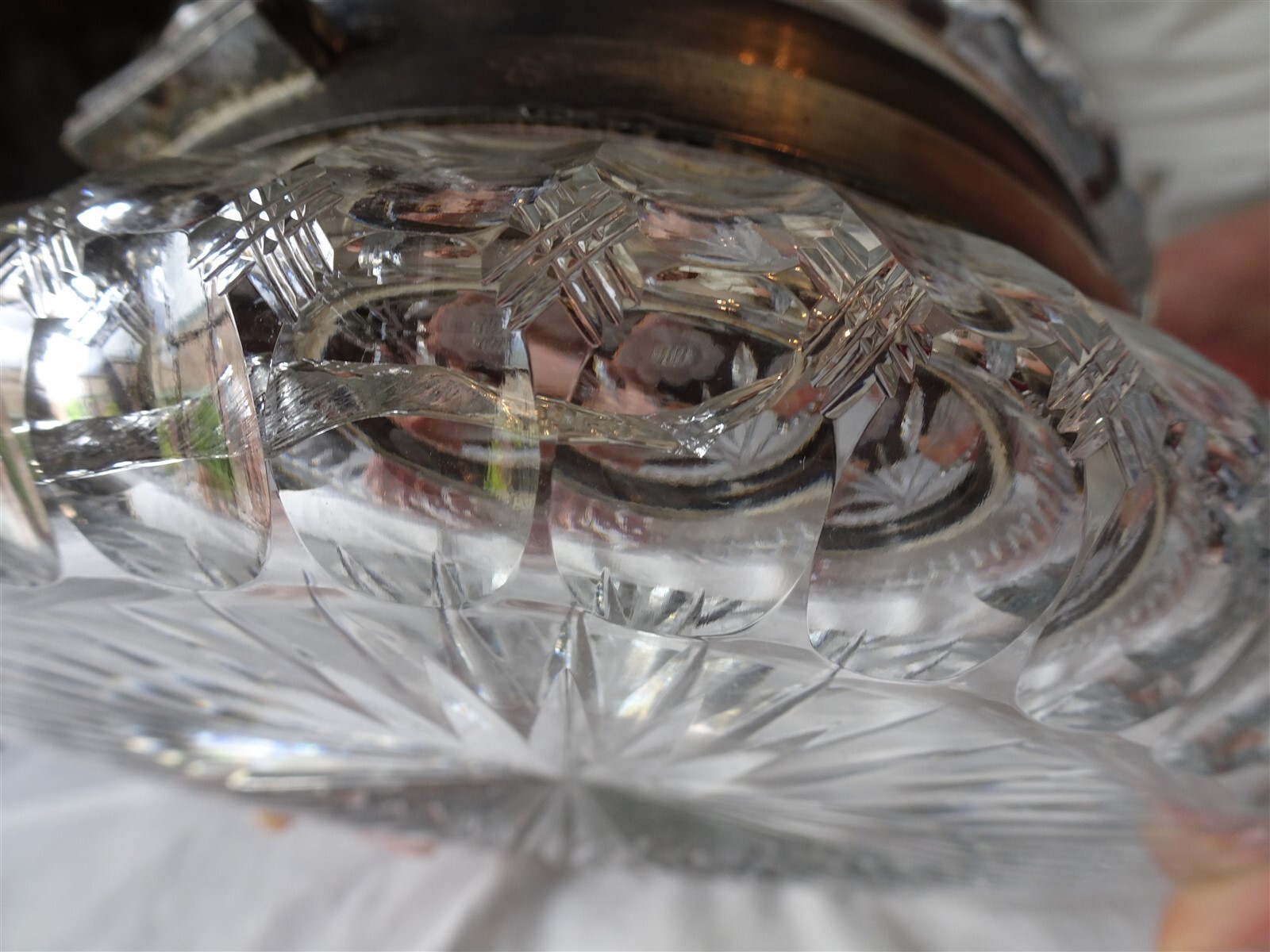 Antique Pairpoint Cut Glass Jewelry Casket / Jewel Box, Silver Plate Rim, as is