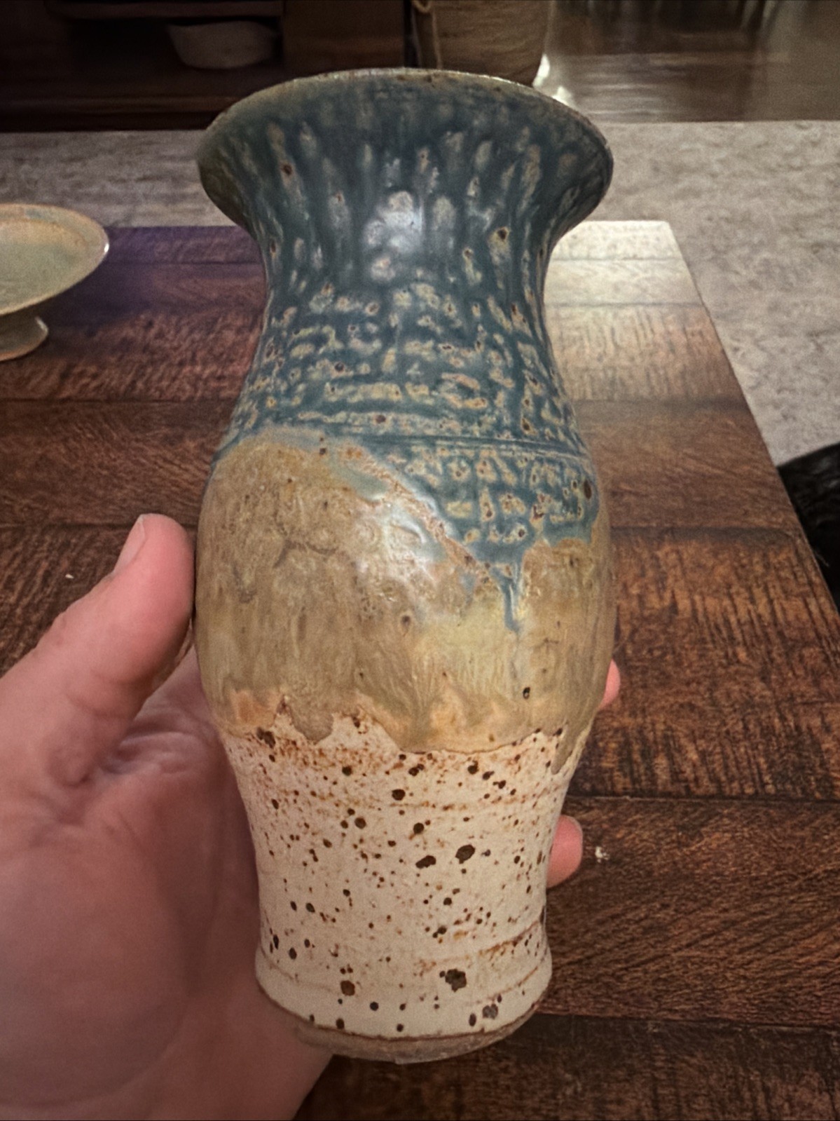 Rare Wagner Village Potter Drip Glaze Signed 7” Tall Vase Beautiful Detail