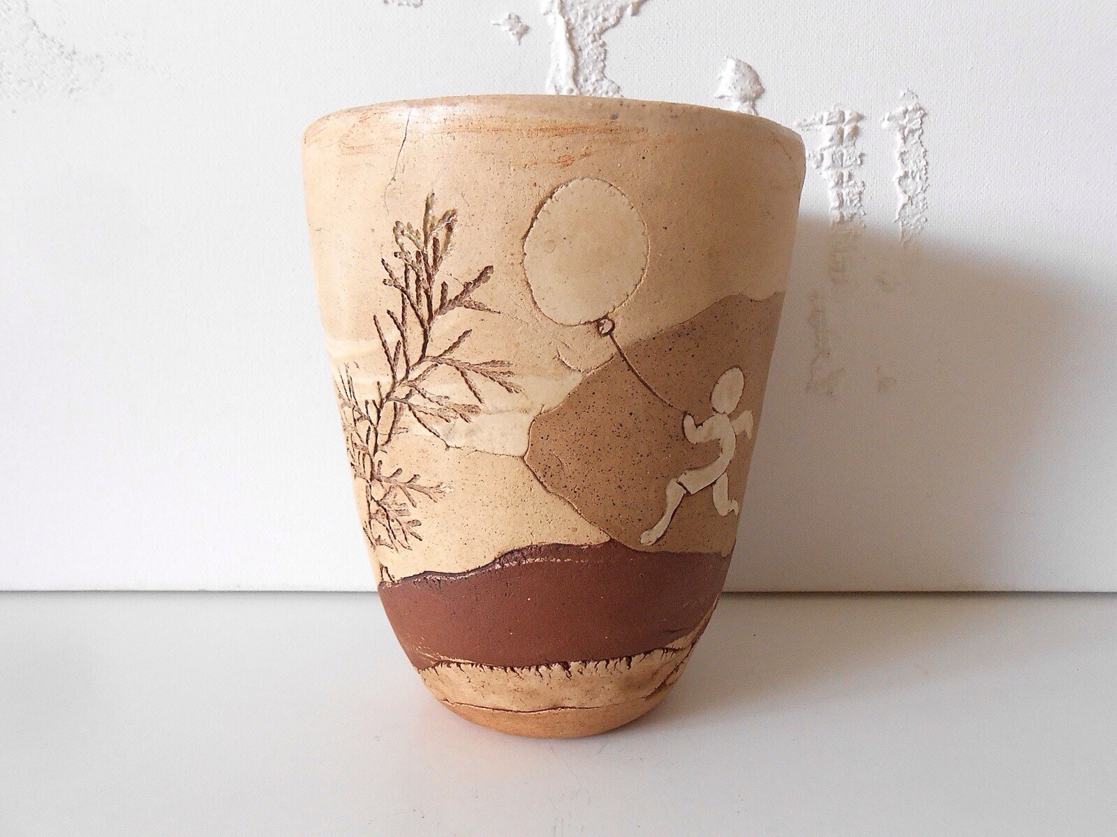 RARE Cedar Key Pottery Catherine Graham Christie Balloon Child Vase Handmade Art