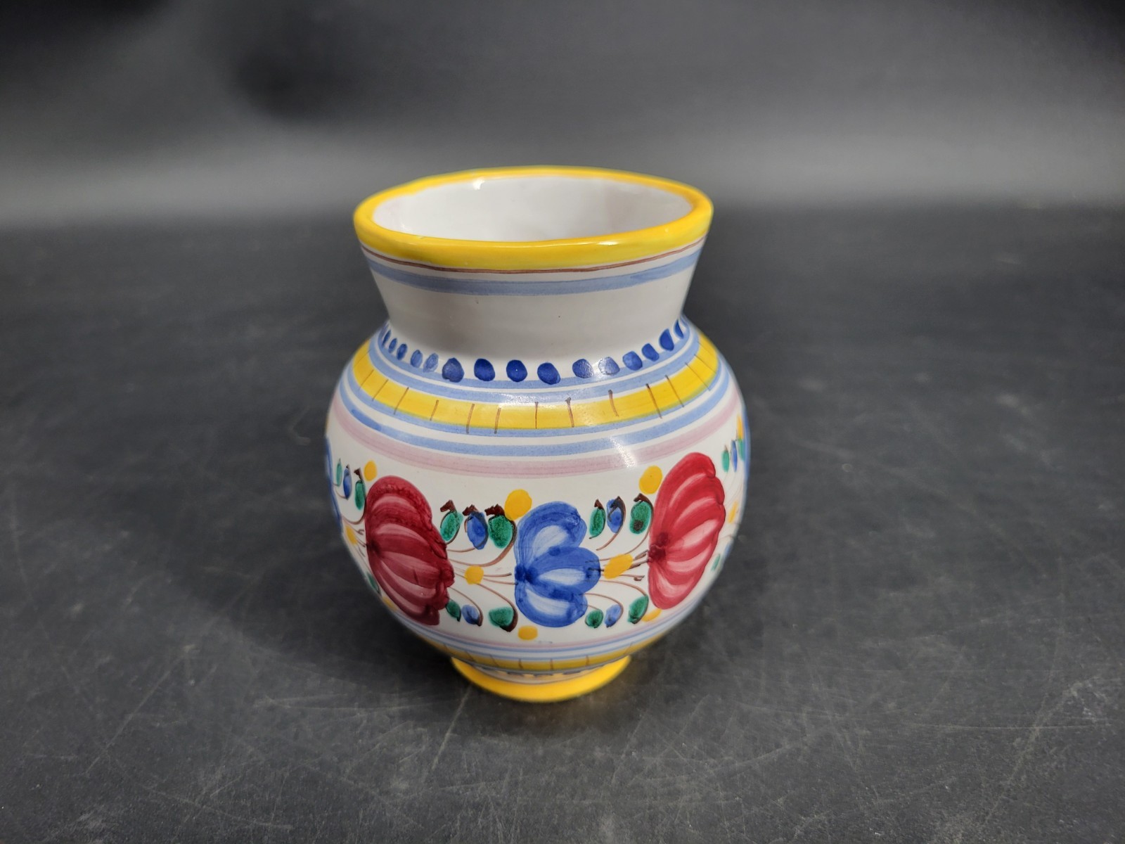 Small Handmade Floral Pottery Vase 4.5 Inches Tall Signed By the Artist