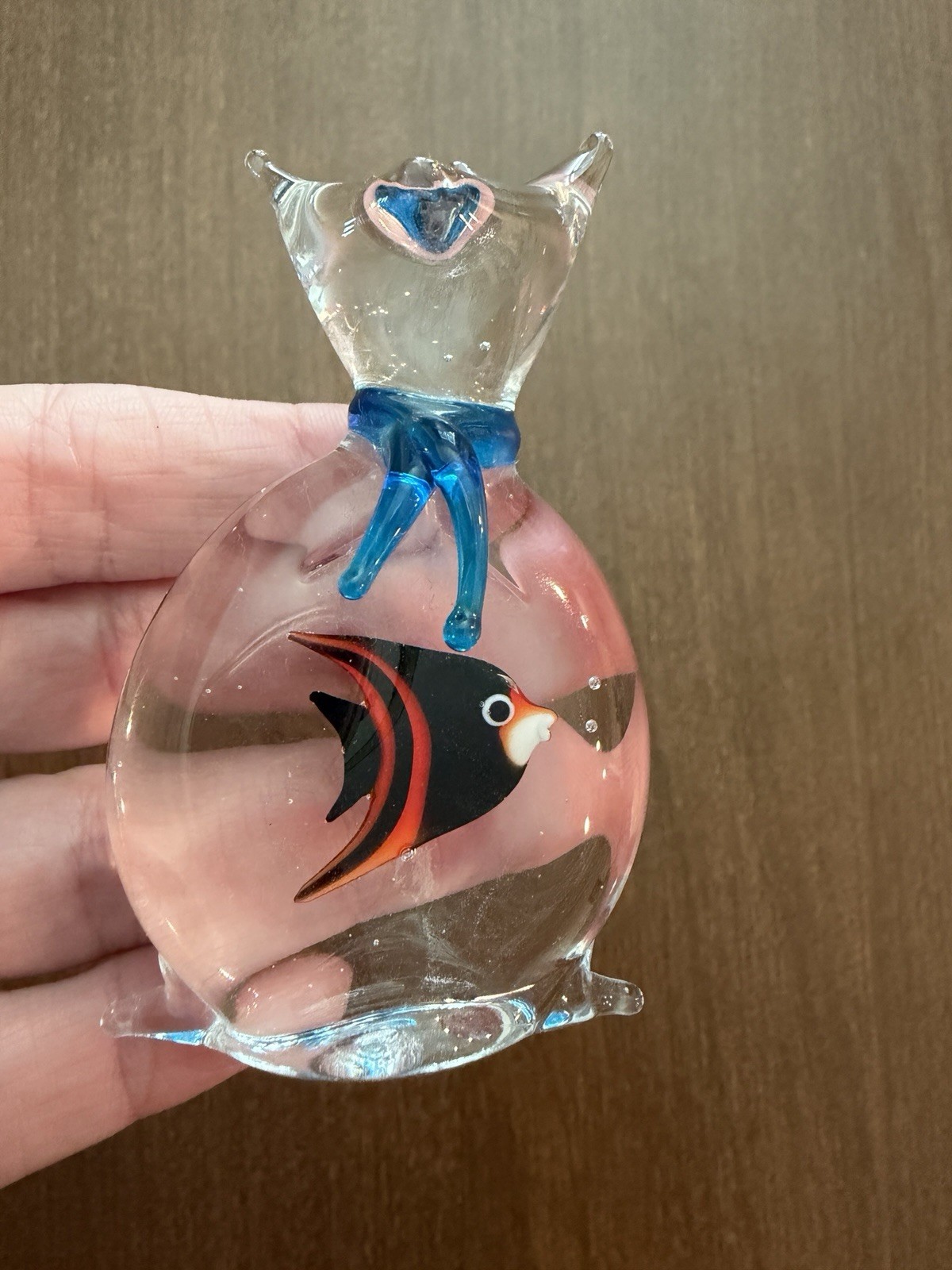 Art Glass Fish Paperweight Clear Drawstring Bag Fair Prize Decor