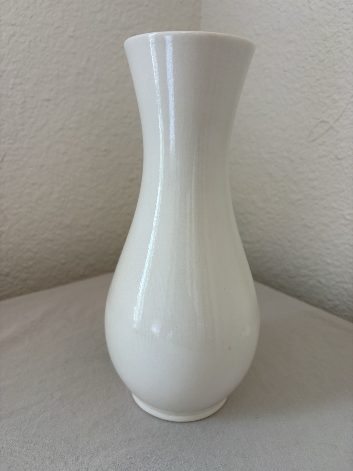 Holland Mold Hand Painted Signed French Art Pottery Floral Vase Glossy White