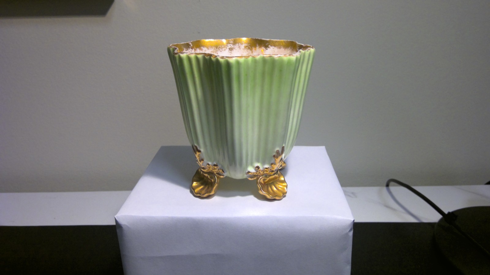 Antique VTG Coalport English Bone China Small Green Vase GREAT Condition!