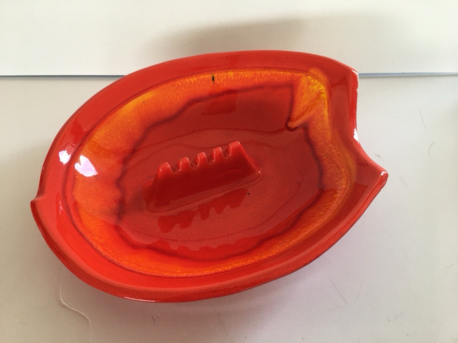 Vintage California Pottery Orange and Yellow Ashtray