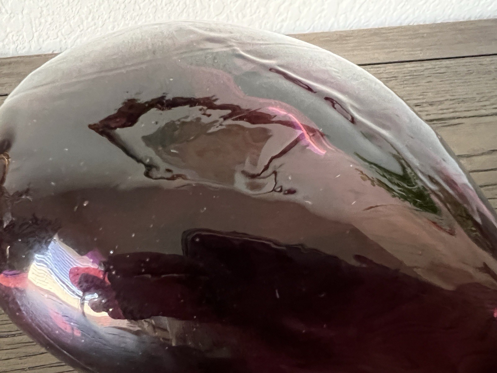 Amethyst Hand Blown Optic Art Glass 5.5″ Tall Flask Vessel Vase Ripple Crude MCM