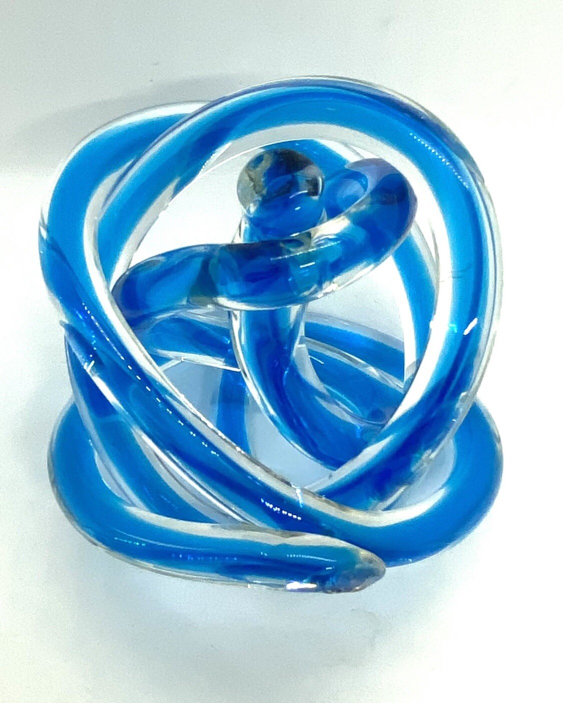 Vintage Murano Art Glass Twisted Knot Rope Sculpture Paperweight 3.3/4”