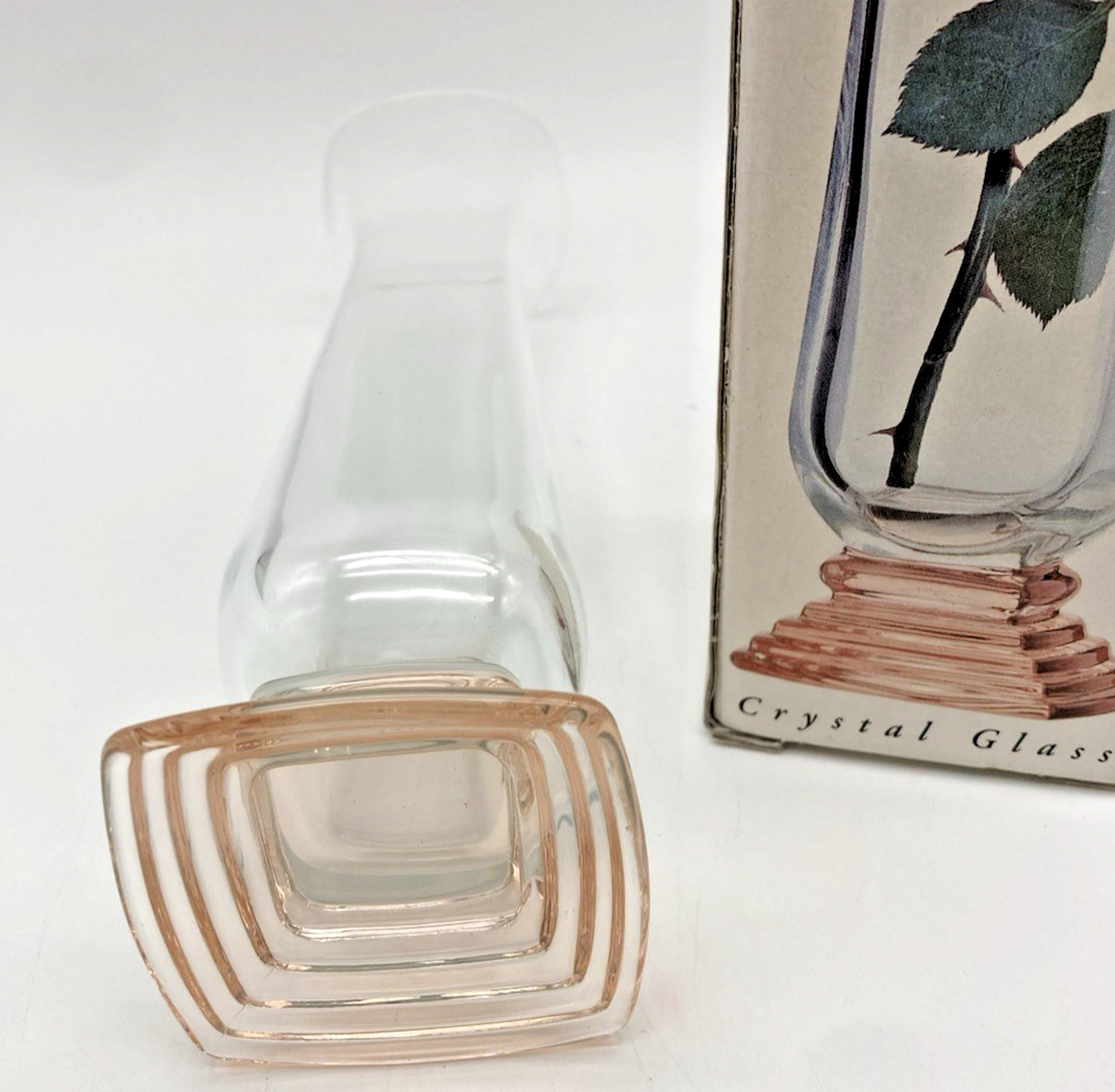 Vintage Delicate Blush Italian Classic Bormioli Rocco Quality Crystal Bud Vase