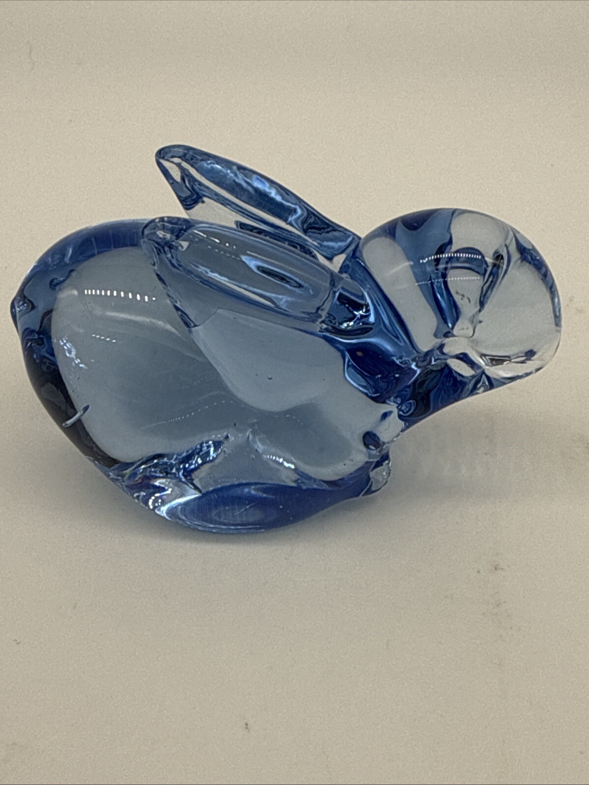 US Commemorative Fine Art Gallery COBALT BLUE Glass BUNNY 3” Paper Weight