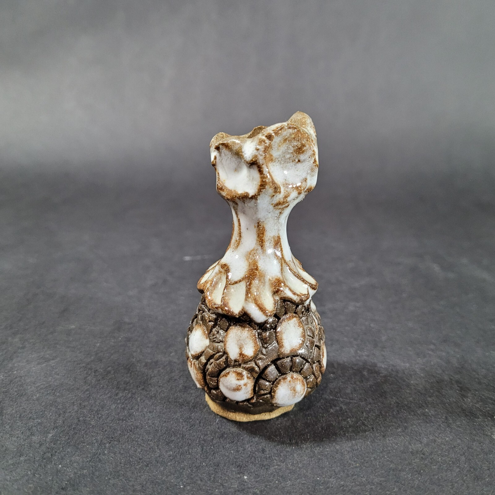 Miniature Art Pottery Bud Vase Hand Thrown Signed 3″ tall Vintage Earthenware