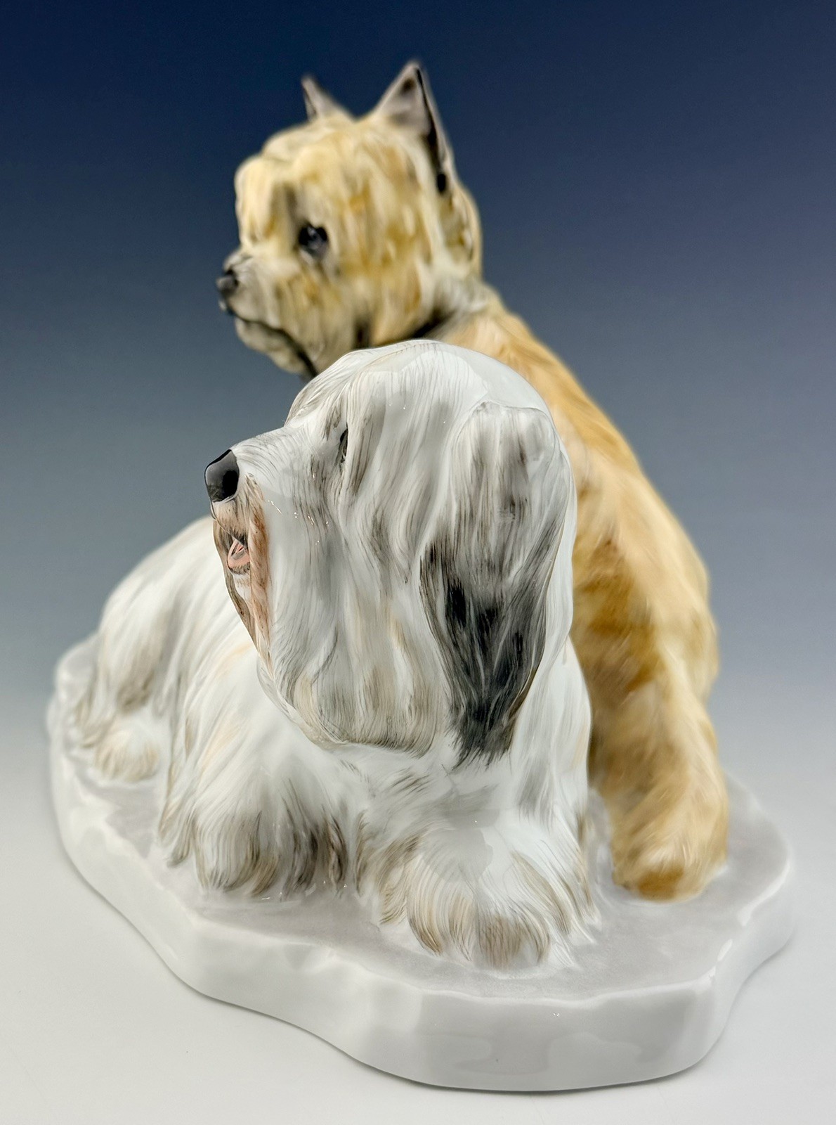 🦋 MINT HEREND Lg Terrier Pair Natural Dog Figurine Artist Signed $1,822 Retail
